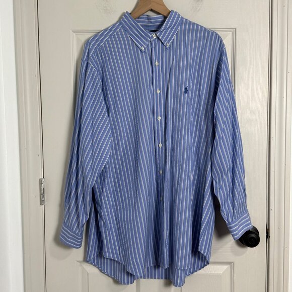 Ralph Lauren Other - Ralph Lauren Men Dress Shirt Large 17.5 32/33 Blue White Stripes Formal Prep